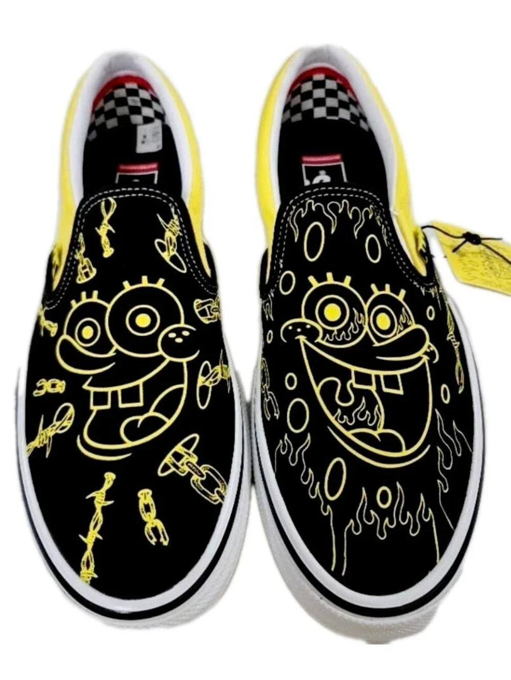 Vans Slip On Spongebob+ Gigliotti  Mens Size 10 Black And Yellow Limited Ed.